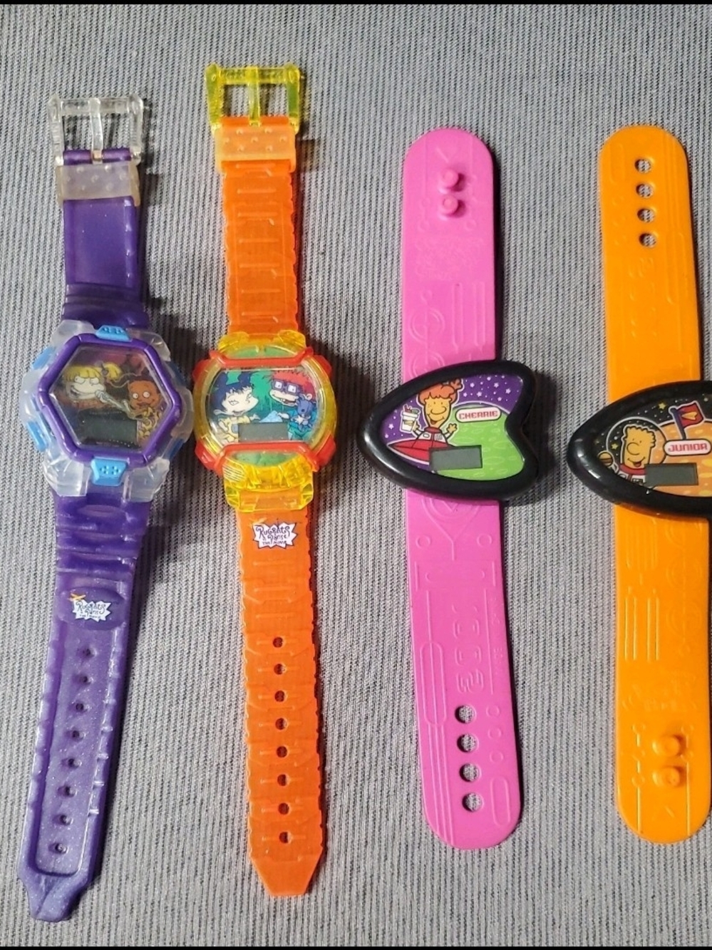 Vintage set of 4 Watches Nickelodeon Rugrats Cartoon Y2K & Sonic Promo UNTESTED